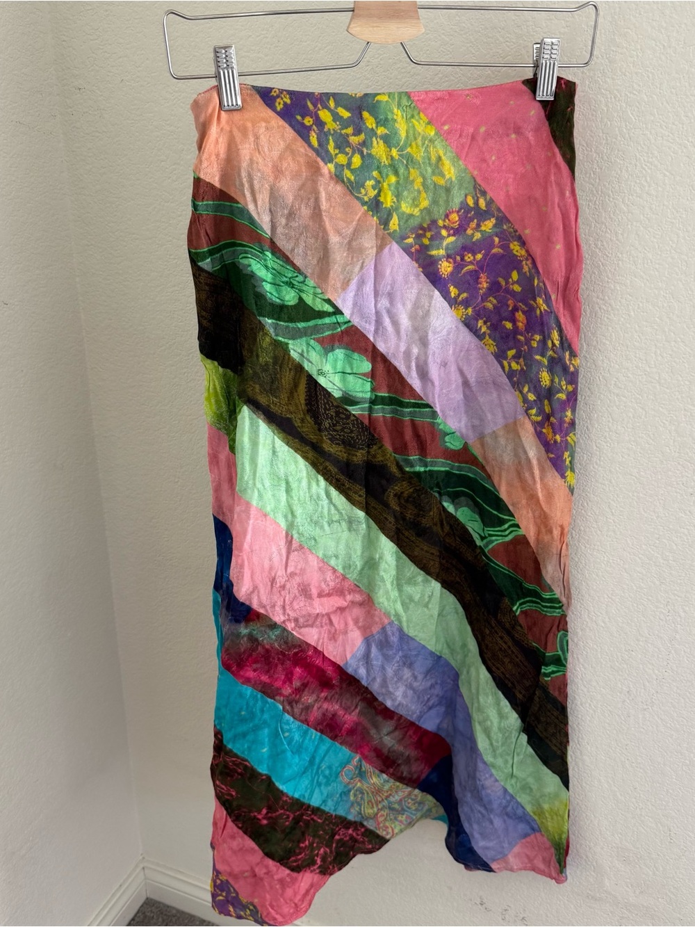 Nasty gal patchwork print satin midi maxi skirt boho size 4 hippie Gypsy - Picture 6 of 7